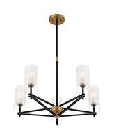 Possini Euro Design Nyack 25" Modern Pendant Chandelier Ceiling Light Fixture Dining Room Over Table Kitchen Island Foyer Open Frame Hanging 5-Light B