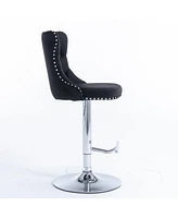 Slickblue Swivel Velvet Barstools Adjustable Seat Height 25-33 Inches, Stylish and Comfortable Furniture