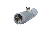 Slickblue Large Cat Tunnel – 44.9 Inches Long, 9.8 Inches Diameter, Collapsible Plush Tube for Indoor Cats, Rabbits, and Puppies