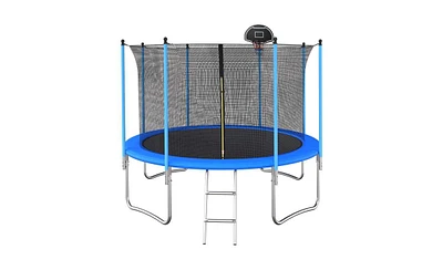 Slickblue Trampoline with Inside Safety Net and Basketball Hoop: Fun and Secure Play for Kids