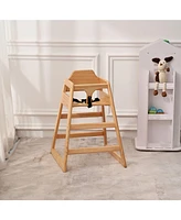 Slickblue Big Boys Wooden Double Solid Wood Feeding Chair: Portable High Chair, Easy to Clean Baby Booster in Natural Finish