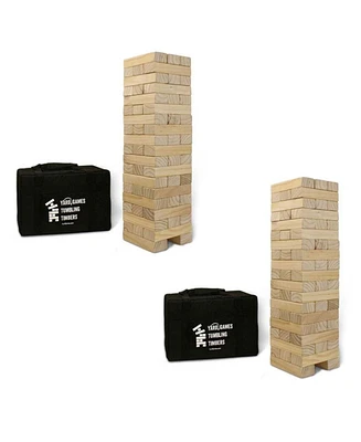 YardGames Giant Tumbling Timbers Wood Stacking Game w/ Pine Blocks (2 Pack)