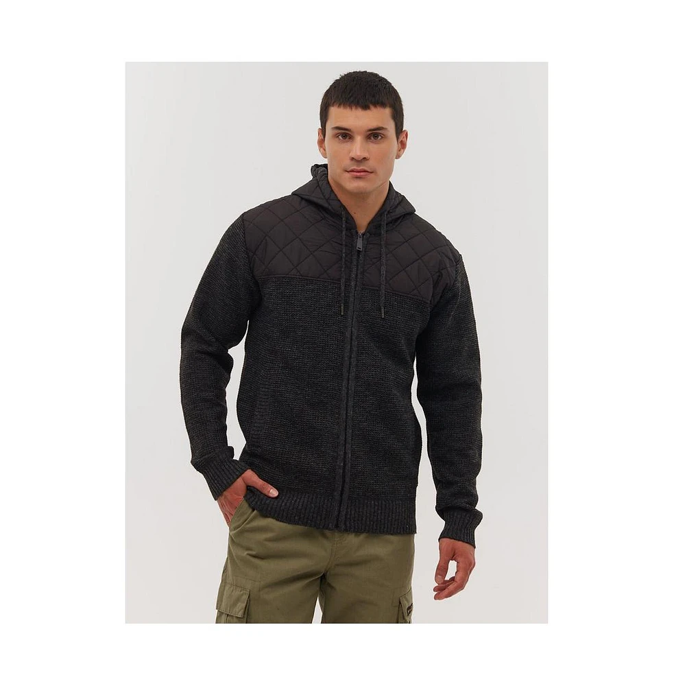 Bench Dna Men's Kravitz Quilted Yoke Hooded Zip-Up Sweater