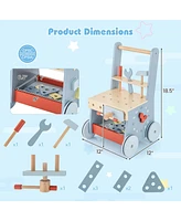 Costway 2-in-1 Wooden Baby Push Walker with Multi-Activity Center & Bottom Storage Toys