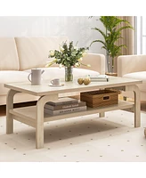 Gymax 47'' Rectangular Coffee Table w/ Storage Shelf & Curved Legs for Living Room