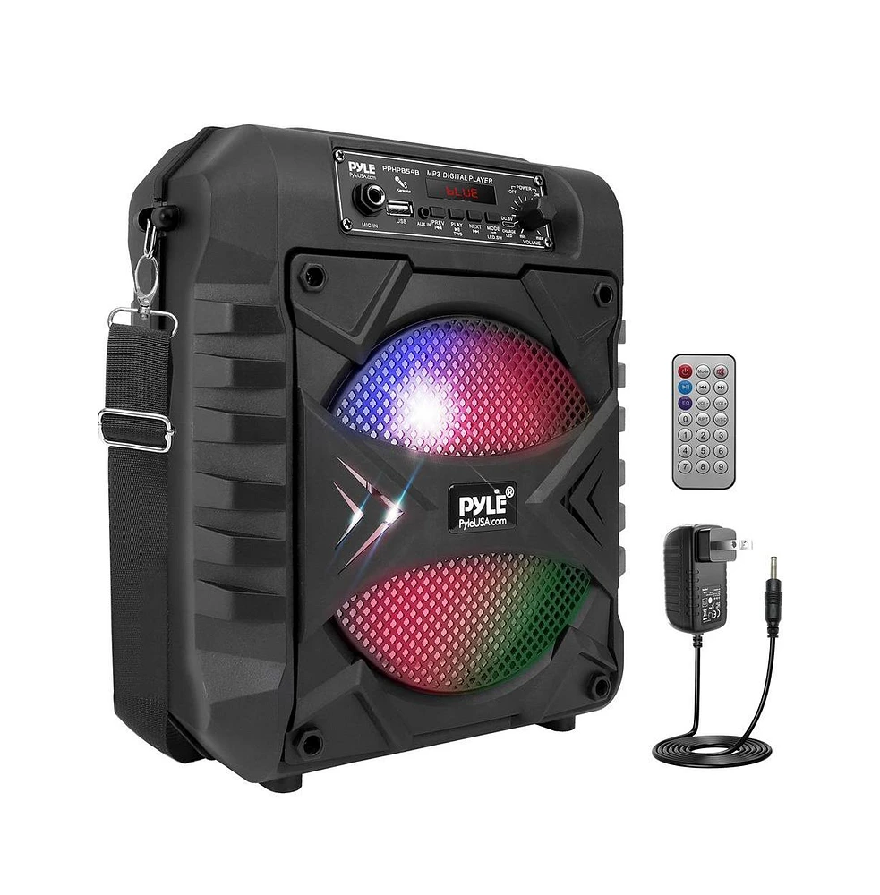 Pyle 8” Bluetooth Portable Pa Speaker With Rechargeable Battery & Party Lights, 300 Watt