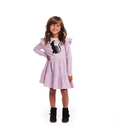 Andy & Evan Little Girls Toddler/Child Purple Jersey Dress w/Cat Applique