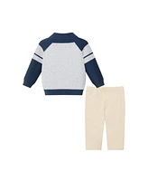 Andy & Evan Baby Boys Navy Grey Shawl Cardigan Pant Set