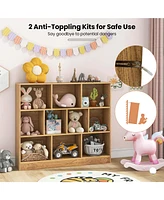 Costway 10-Cube Bookcase for Kids 41"Wooden Toy Storage Organizer Kid s Room
