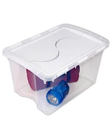 Sterilite 48 Quart Hinged Lid Storage Box Plastic Stackable Bin with Lid, 6 Pack