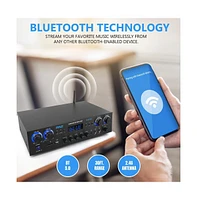 Pyle Wireless Bluetooth Streaming Stereo Amplifier Receiver With Fm Radio, MP3/Usb/Sd/Aux Playback, 800 Watt