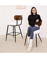 Rattan Boucle Armrest Counter Stool Set Of 4-Maison