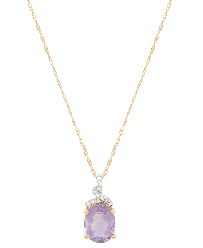 Amethyst (1-5/8 ct. t.w.) & Diamond (1/20 ct. t.w.) Oval 18" Pendant Necklace in 14k Gold