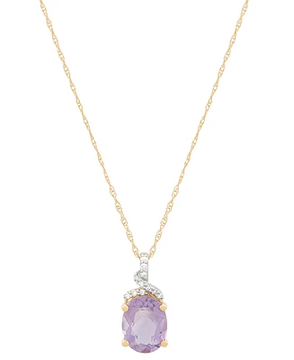 Amethyst (1-5/8 ct. t.w.) & Diamond (1/20 ct. t.w.) Oval 18" Pendant Necklace in 14k Gold