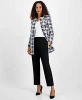 Kasper Women's Open-Front Plaid Topper Jacket