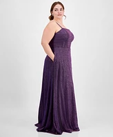 City Studios Trendy Plus Glitter Sleeveless Gown