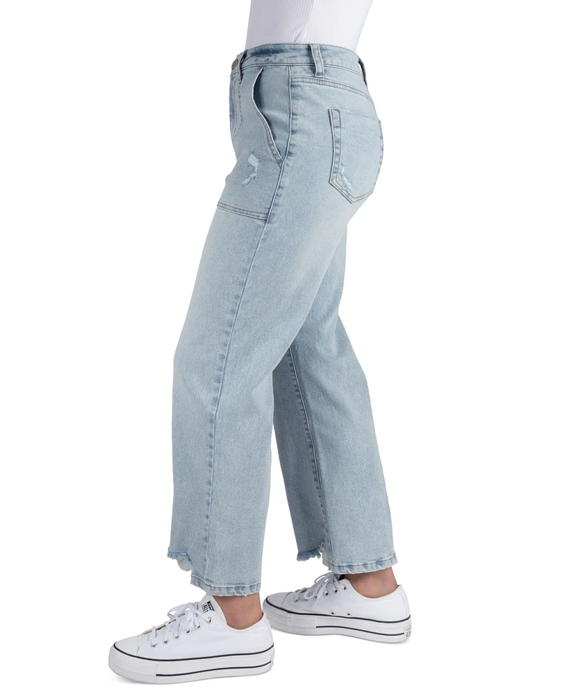 Juniors' High Rise Wide Leg Cropped Jean