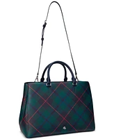 Lauren Ralph Lauren Hanna Plaid Leather Large Satchel