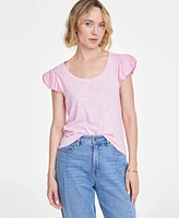 On 34th Women's Bubble-Sleeve Scoop-Neck T-Shirt, Created for Macy's