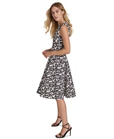 Calvin Klein Women's Printed Scuba-Crepe A-Line Dress