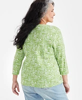 Style & Co Plus 3/4-Sleeve Henley Top, Created for Macy's