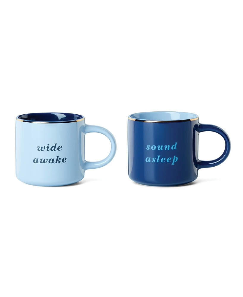 Kate Spade Wide Awake Sound Asleep Mugs, Set of 2