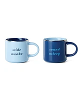 Kate Spade Wide Awake Sound Asleep Mugs, Set of 2