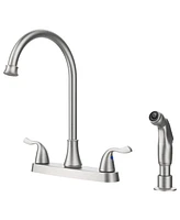 Slickblue Two-Handle Kitchen Faucet with Pull-Out Side Sprayer Versatile and Functional Design