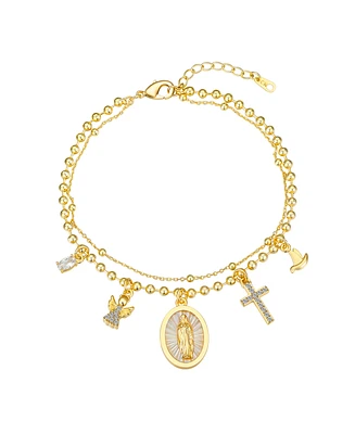 Unwritten Cubic Zirconia and Mother of Pearl Virgin Mary Angel Cross Dove Bracelet