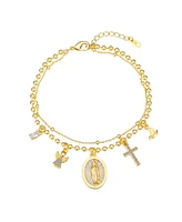 Unwritten Cubic Zirconia and Mother of Pearl Virgin Mary Angel Cross Dove Bracelet