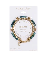 Unwritten Multi Color Disk Bead Moon and Star and Stretch Bracelet Set