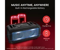 Pyle Wireless Bluetooth BoomBox Stereo Speaker System with Full Panel Led Lights, Fm Radio, and Microphone Input