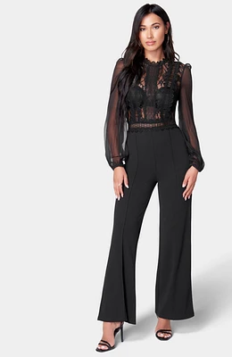 Bebe Women's Lace Top Straight Leg Jumpsuit