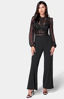 Bebe Women's Lace Top Straight Leg Jumpsuit
