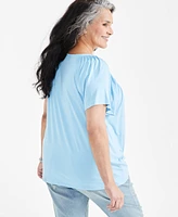 Style & Co Plus Pleat-Neck Top, Created for Macy's