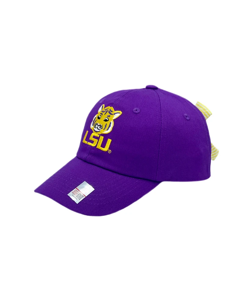 Bits & Bows Girls' Officially Licensed Lsu Bow Baseball Hat