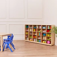 ECR4Kids 30 Cubby Mobile Tray Storage Cabinet, 5x6, Natural