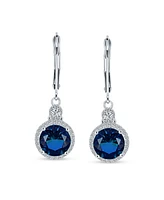 Bling Jewelry 3.5CT Round Solitaire Cubic Zirconia Halo Lever back Dangle Drop Earrings For Women Silver Plated