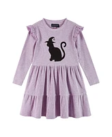 Andy & Evan Little Girls Toddler/Child Purple Jersey Dress w/Cat Applique