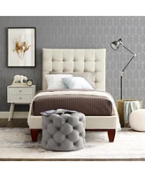 Inspired Home Telford Velvet Platform Bed Frame and Headboard Set Twin