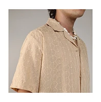 Campus Sutra Men's Beige Embroidered Geometric Shirt