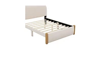 Slickblue Full Size Upholstered Platform Bed with Wood Support Feet – Stylish and Sturdy