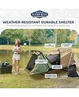 Kamp-Rite Original Quick Setup 1 Person Cot, Lounge Chair, and Tent, Green & Tan