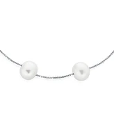 Bling Jewelry Tin Cup White Freshwater Cultured 7MM Pearl Chain Station Pearls Bracelet .925 Sterling Silver