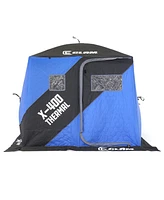 Clam X-400 Portable 8 Ft 4 Person Pop Up Ice Fishing Thermal Hub Shelter Tent