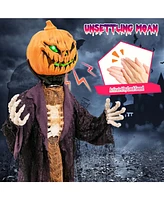 5.6 Ft Halloween Animated Standing Pumpkin Scarecrow