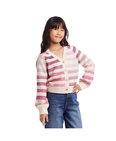 Andy & Evan Big Girls Pink Ombre Striped Cardigan Sweater