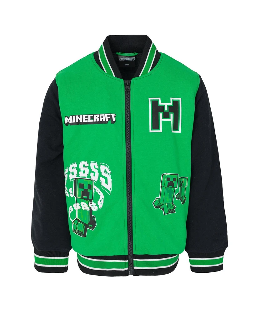 Minecraft Boys Zip Up Varsity Bomber Jacket to (5-6 - 18-20)