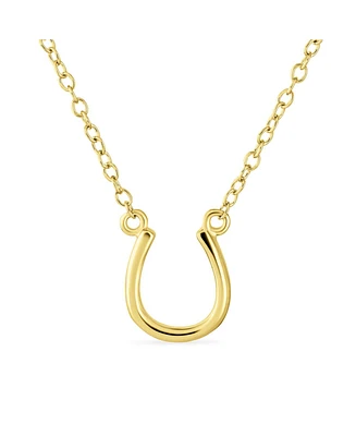 Bling Jewelry Minimalist Horseshoe Pendant Necklace Gold and Silver - Equestrian Good Luck Charm