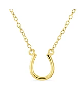 Bling Jewelry Minimalist Horseshoe Pendant Necklace Gold and Silver - Equestrian Good Luck Charm